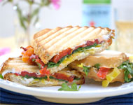 Jeff's Garden - Roasted Red Pepper, Goat Cheese and Baby Arugula Panini