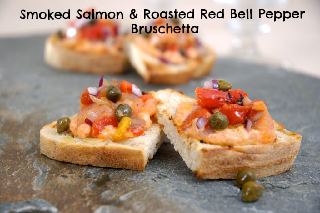Smoked Salmon & Roasted Red Bell Pepper Bruschetta
