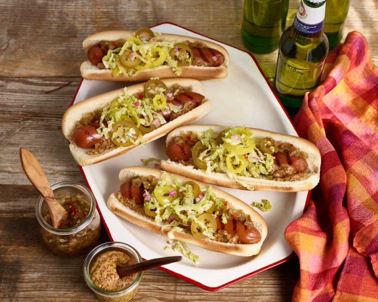 All American Grilled Hot Dogs with Pepper Slaw Jeff's Garden Foods