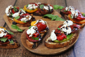 Bruschetta with Roasted Red Peppers & Cheese